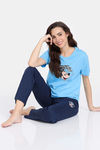 Zivame Disney Knit Cotton Loungewear Set - Medieval Blue — thumbnail 5